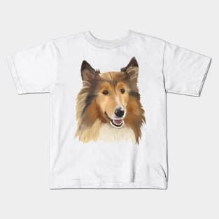 Collie on White Background Kids T-Shirt